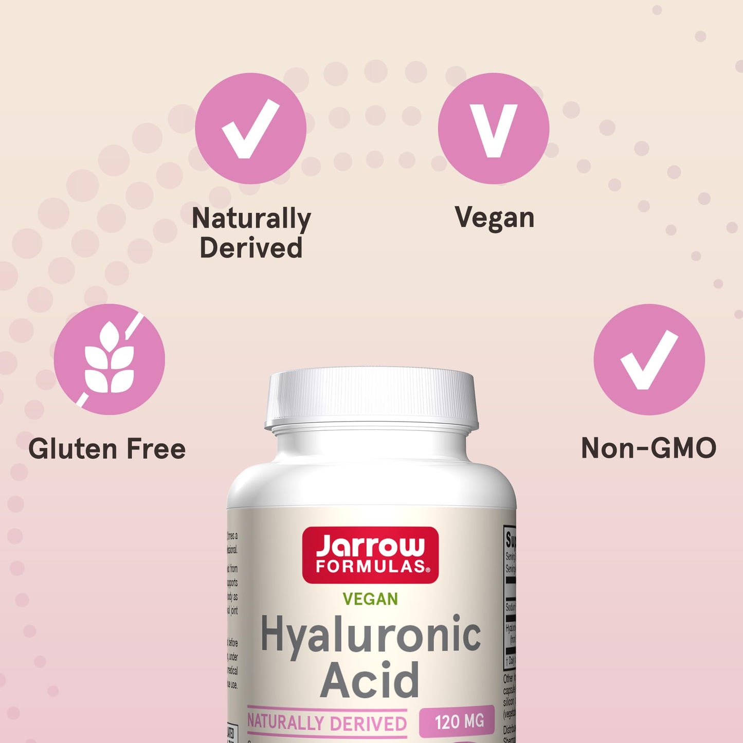 Cápsulas de Ácido Hialurónico de Jarrow Formulas para hidratación de piel y articulaciones - 60 unidades