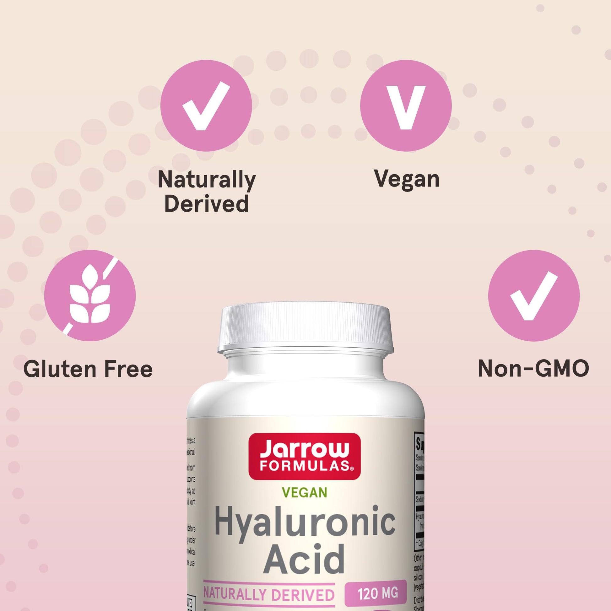 Cápsulas de Ácido Hialurónico de Jarrow Formulas para hidratación de piel y articulaciones - 60 unidades