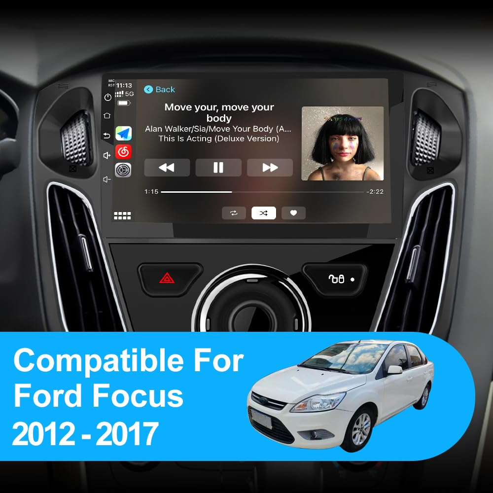 Android 12 [2G+64G] Radio estéreo de coche compatible con Ford Focus 2012-2017, navegación GPS integrada CarPlay Android Auto Bluetooth WiFi SWC Unidad principal auto