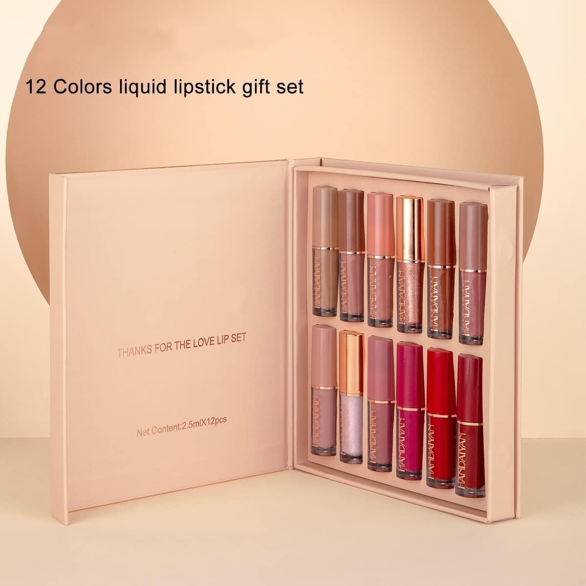 12Pcs Lápiz Labial Líquido con 2 Glitter Labial Set de Maquillaje