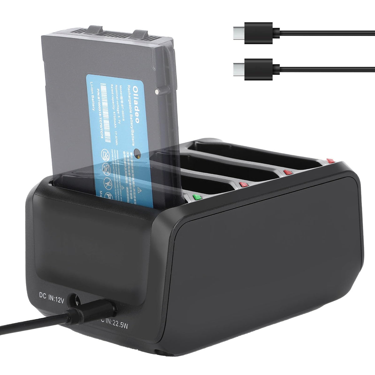 Cargador de Batería Zebra Negro para Escáner de Código de Barras TC70 TC70X TC72 TC77 TC75 TC55 de 4 Ranuras
