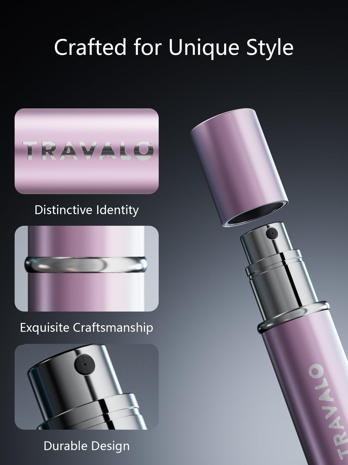 Travalo ESSENTI - Atomizador de perfume recargable, botella de viaje, mini dispensador de colonia, mini botella de aerosol portátil para mujeres y hombres, regalo, Rosado, 0.2 Ounces, ESSENTI
