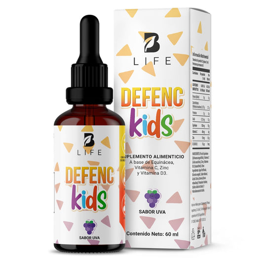 B Life Company Defenc Kids líquido en gotas para niños a partir de 1 año. Ingredientes naturales: Vitamina C, D3, Zinc y Equinácea de 60 Tomas. Defenc Kids.