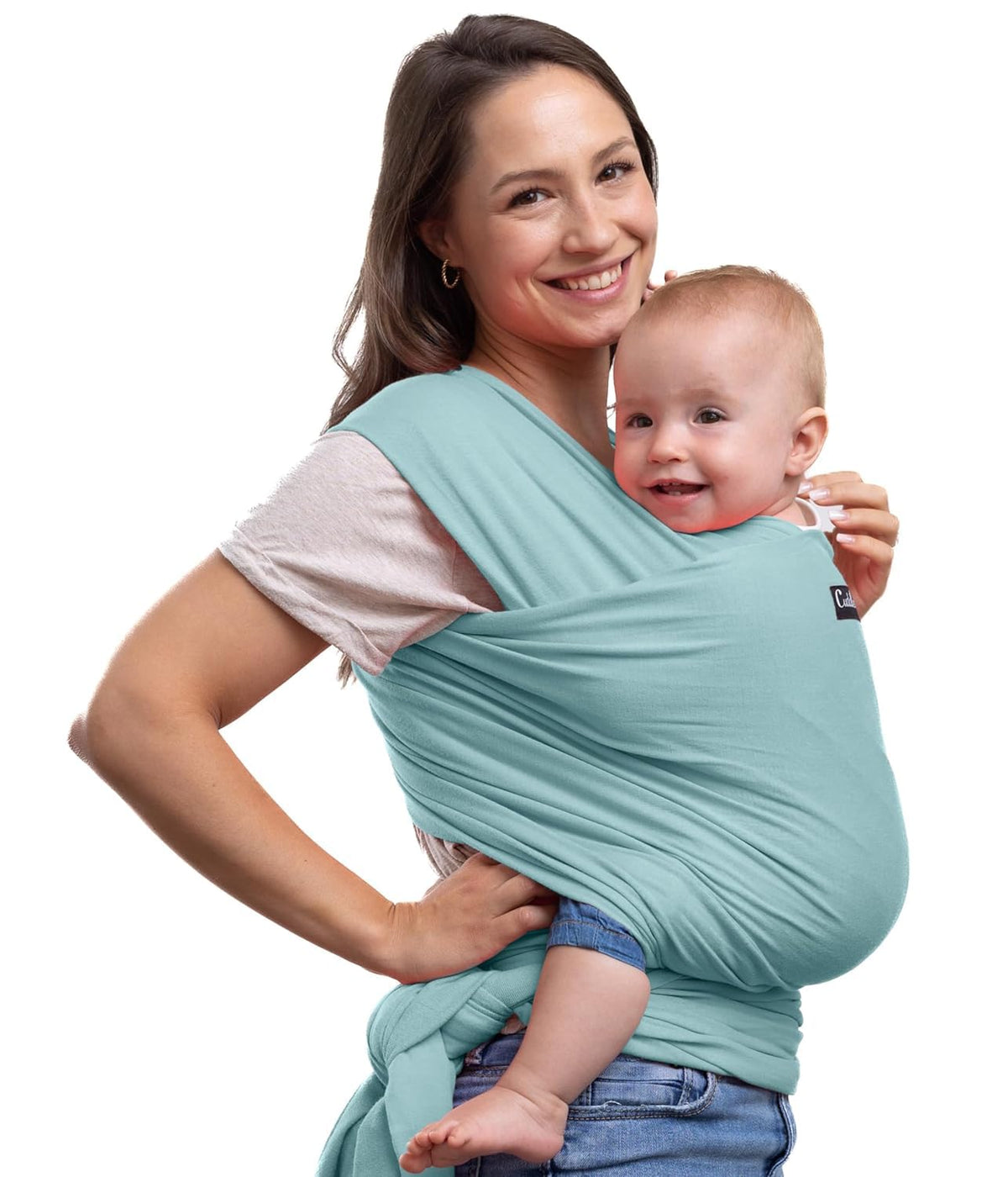 Cuddlebug Portabebés de envoltorio - Portabebés manos libres - Portabebés suaves y elásticos - Portabebés de recién nacido a niño pequeño 3-16 kg - Talla única - Salud para las caderas (Menta)