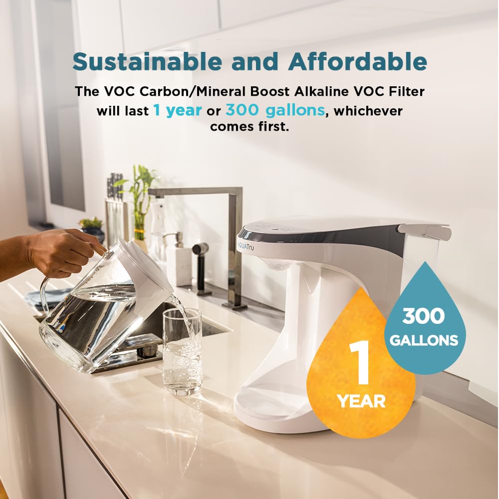 AquaTru - Filtro de repuesto de COV para jarra AquaTru con sistema de purificación de filtro de agua de ósmosis inversa para encimera AquaTru | Certificado para quitar PFAS y otros productos químicos