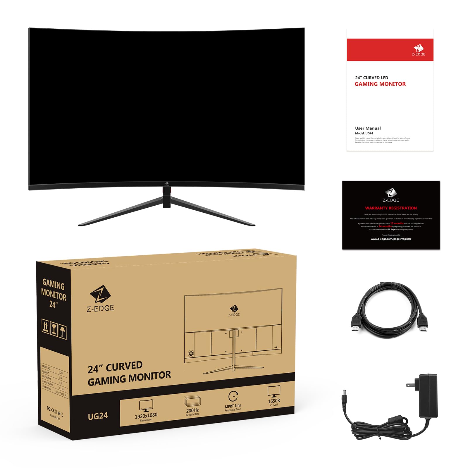 Monitor de Juego Z-Edge UG24 Curvo FHD 1080 con 180 Hz