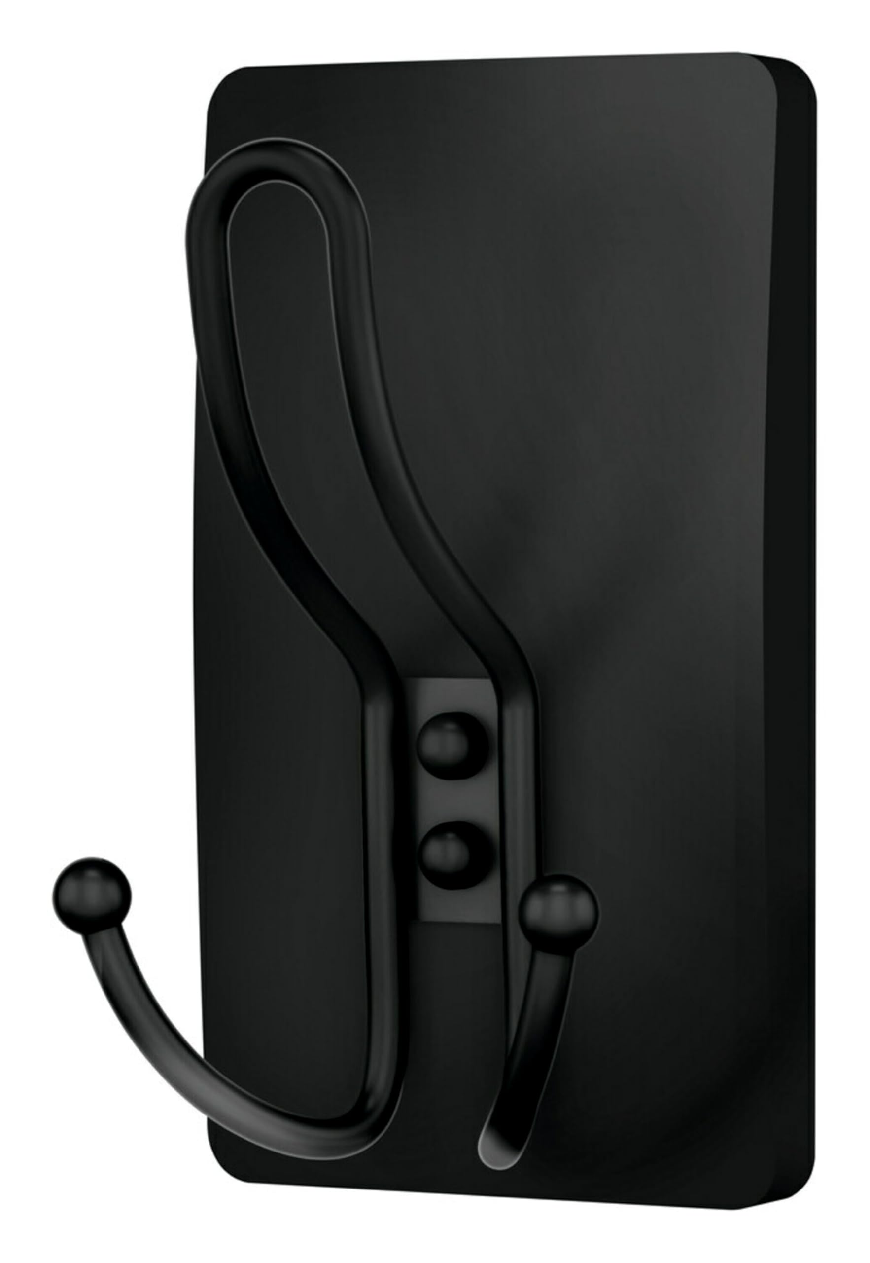 Command XL - Gancho Triple Negro Mate, 1 Gancho, 3 Tiras, Ganchos de Pared para Colgar sin daños con Tiras Adhesivas, Ganchos de Pared sin Herramientas para Colgar Decoraciones en Espacios Vivos