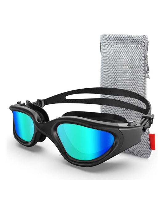 Hirola Goggles de Natación Polarizadas, Gafas Anti Empañamiento Profesionales para Adultos, Hombres y Mujeres (Negro)
