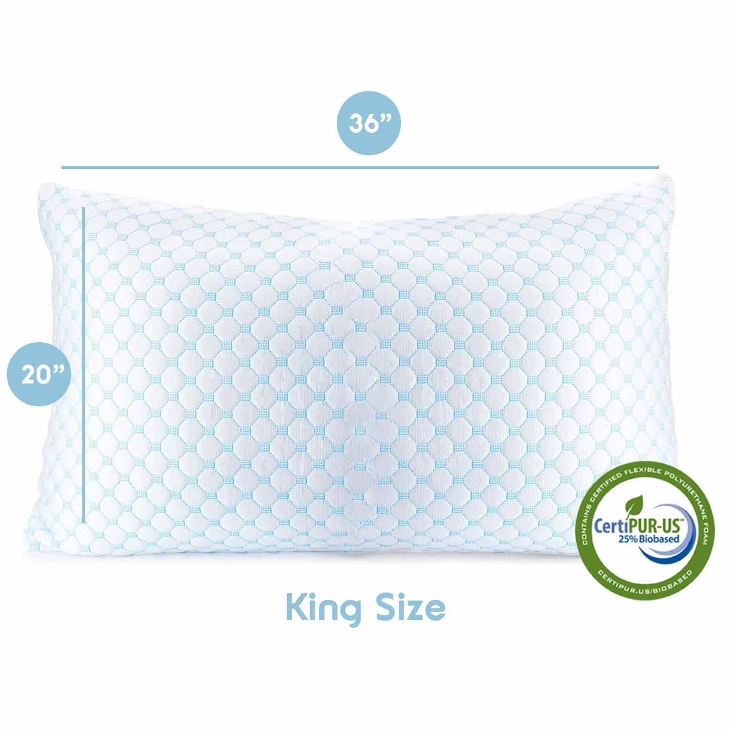 Almohada Nestl Bedding Rayon & Gel Memory Foam Ajustable y Lavable en King para Reducción de Calor y Humedad