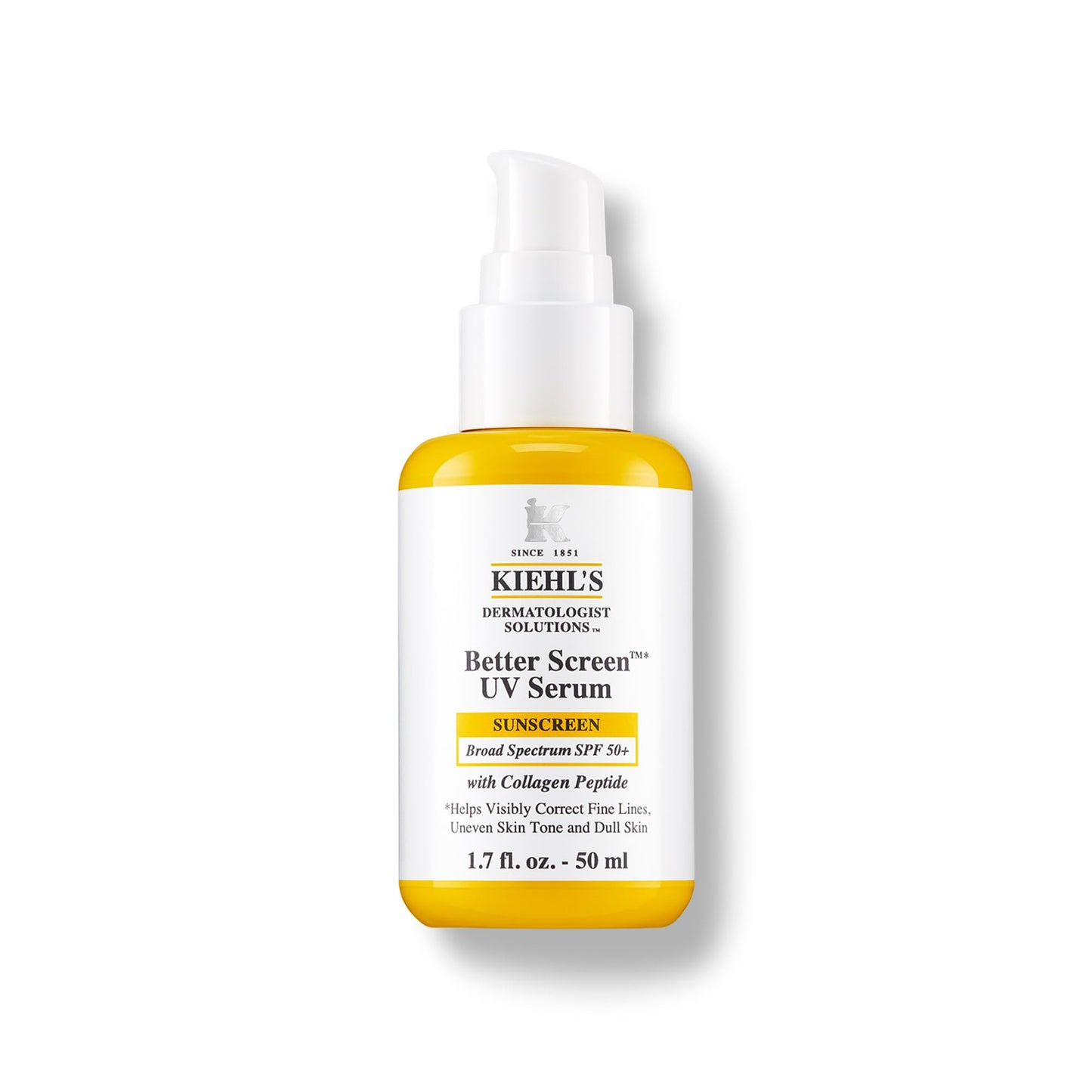 Kiehl's Better Screen UV Serum, Suero de protección solar ligero con péptido de colágeno, protege del sol y ayuda a corregir los primeros signos de la edad. Protege de los Rayos UVA y UVB, 50 ml