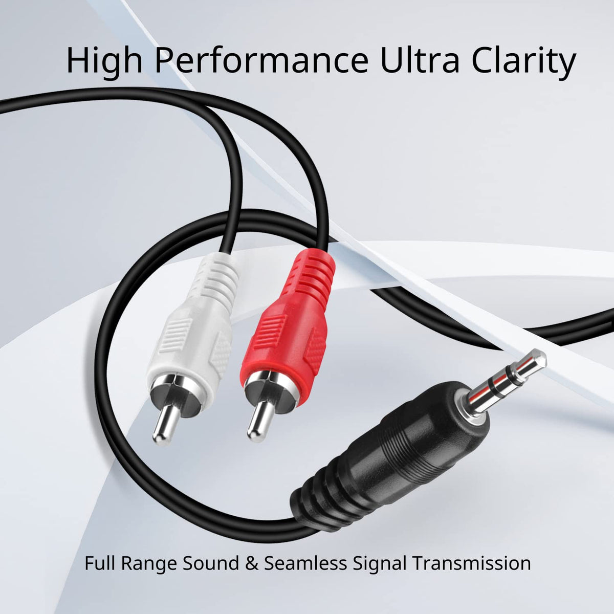 Cable de Audio 3.5mm a RCA TNP Dorado Bi-Direccional Conector Macho a Macho 30 Pies Estéreo 2RCA
