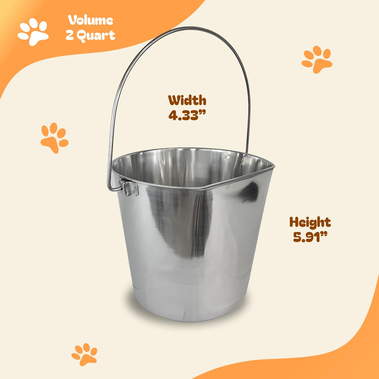 Advance Pet Products Cubo Plano de Acero Inoxidable Pesado, Plano de 2 Cuartos