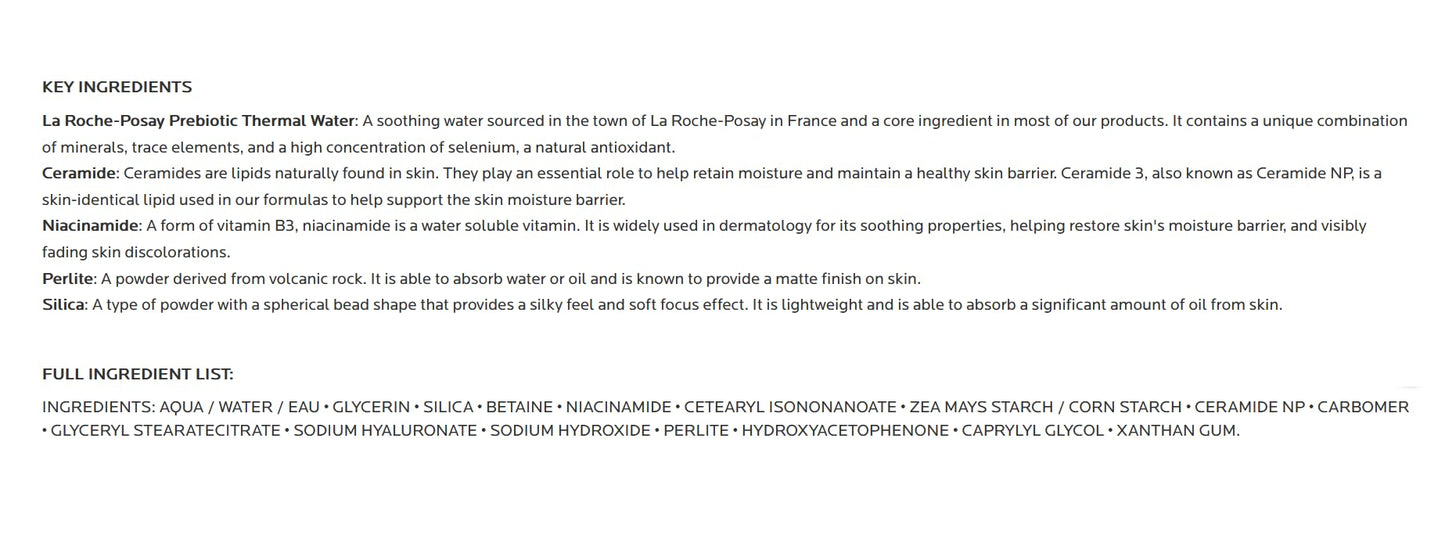 La Roche-Posay - Crema hidratante facial mate de doble reparación Toleriane, humectante en gel diario para controlar la piel grasa con niacinamida, sin aceite