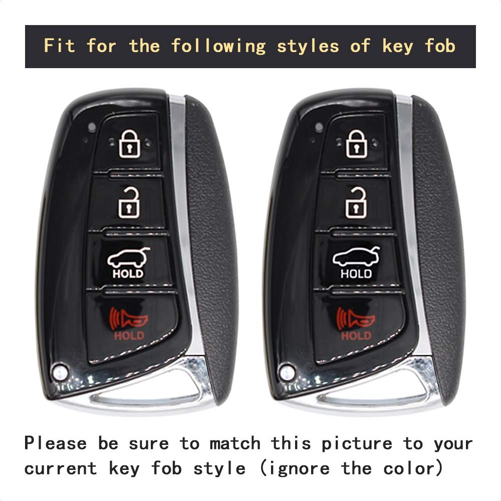 TANGSEN Smart Key Fob Funda personalizada Funda protectora Patrón de fibra de carbono negra Funda de silicona ABS para HYUNDAI AZERA EQUUS GENESIS SANTA FE SPORT Control remoto de entrada sin llave de 4 botones