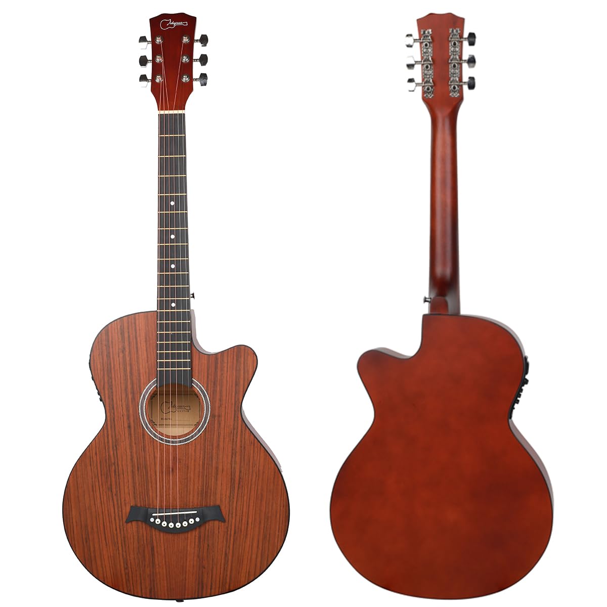 38 inch Electroacústica Guitarra Guitarra acustica con Afinadores,Correas,Cuerdas para Instrumentos,Plumillas,Cable amplificador guitarra,soul,Fundas para Guitarras 3/4(Brown)