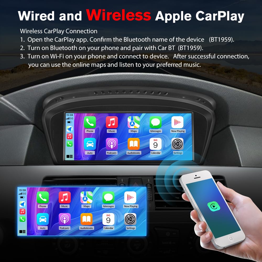 visualización de radio de coche Linux de 8.8 pulgadas para BMW Serie 3/5 E60 E61 E63 E64 E90 E91 E92 CCC (2004-2008) Wireless CarPlay Android Auto Display Mirror Link Bluetooth Video Player Unidad