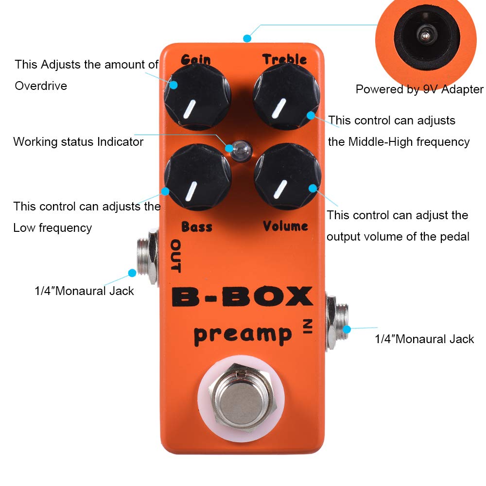 Pedal de Preamplificador de Guitarra Eléctrica YMuze Moskyaudio Mini B-Box sobremarcha