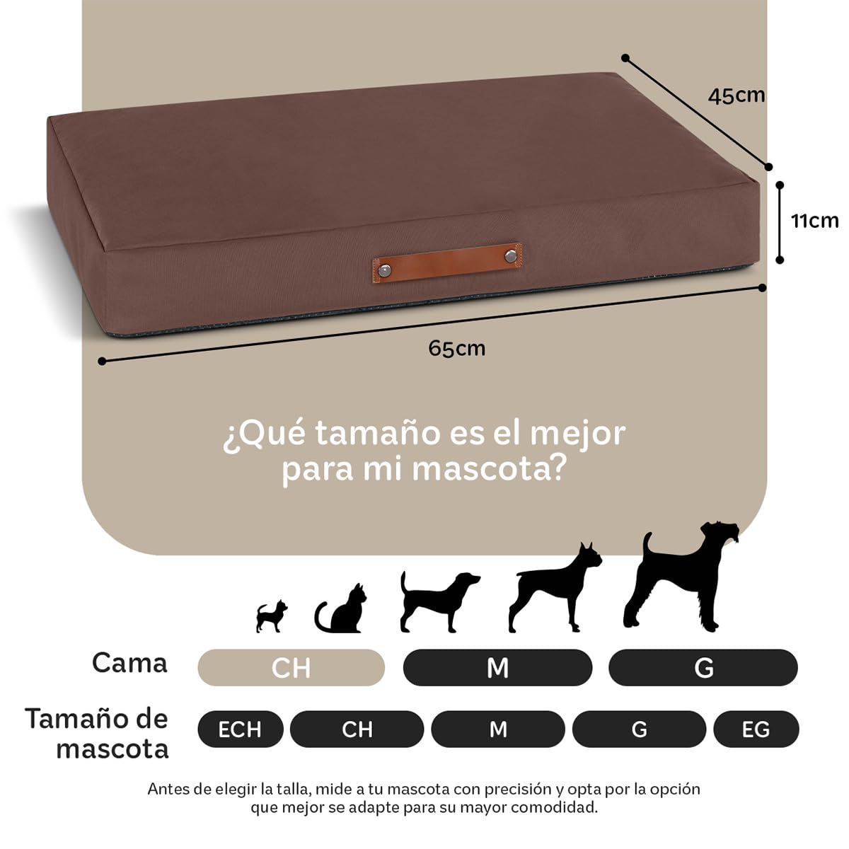 Cama Antiestrés ESQUIMAL Café de Foam Lavable para Perro y Gato, Chico