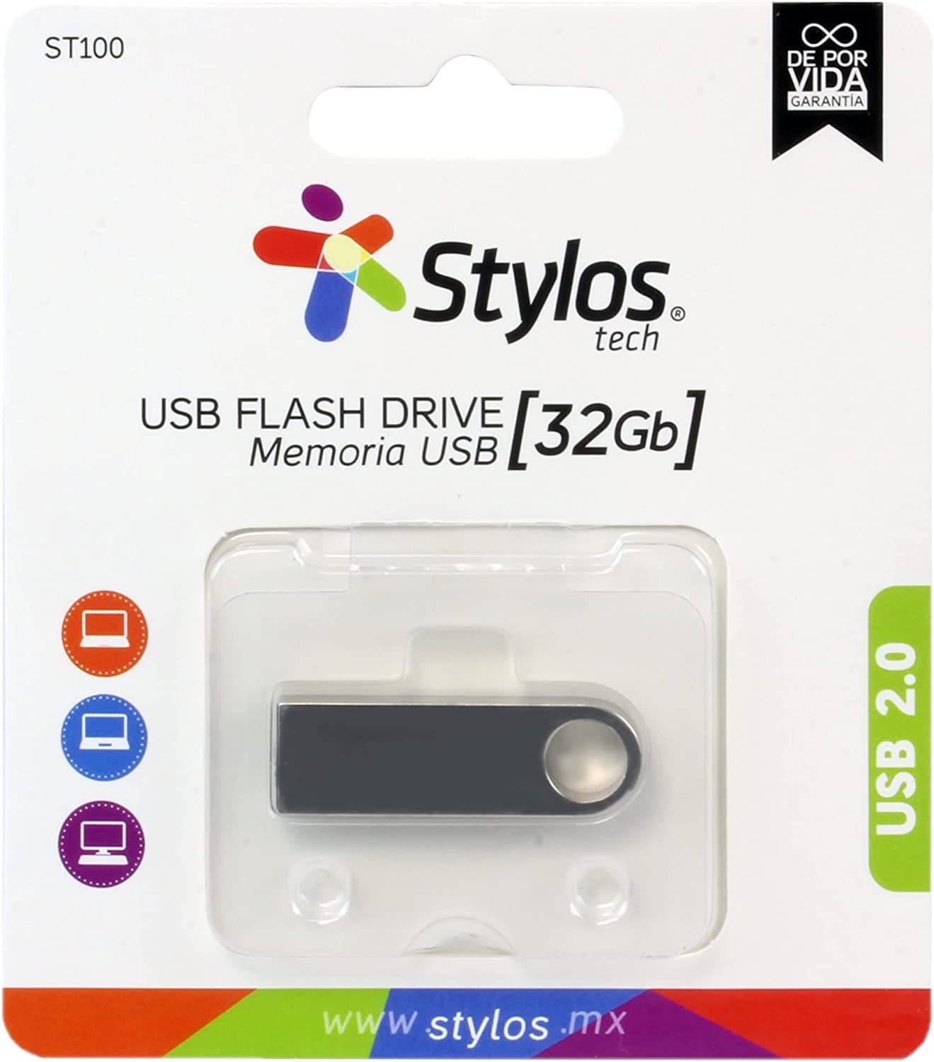 Kit USB 32GB PSA Computo y Papelería Plateado Diseño Metálico Duradero
