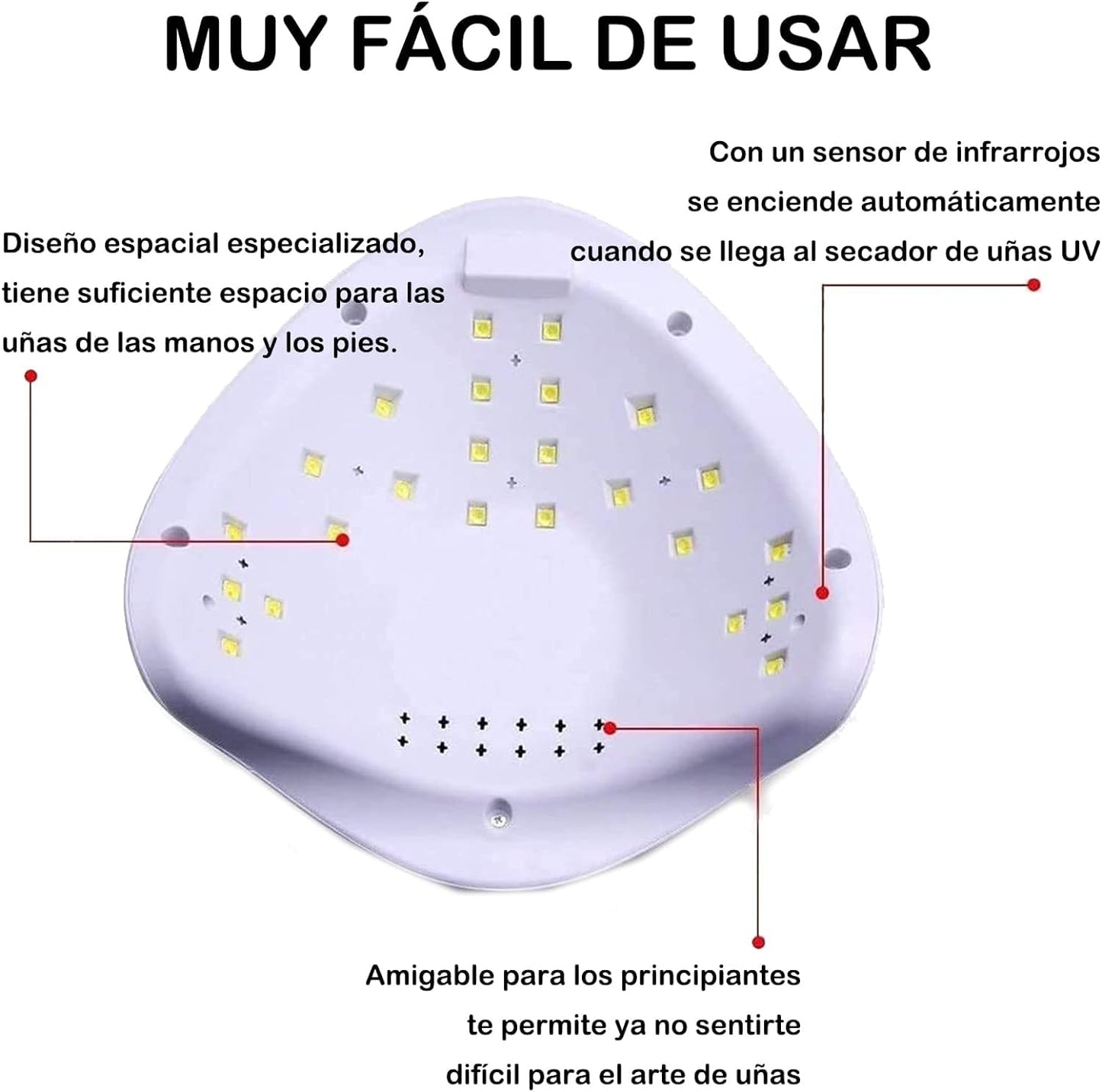CARYWON - Lámpara de Uñas, 200W 45 UV LED Lámpara de Uñas para Esmalte de Gel, Secador de Uñas con 4 Ajustes de Temporizador y Pantalla LCD, Lámpara de gel de Curado Portátil más Rápido