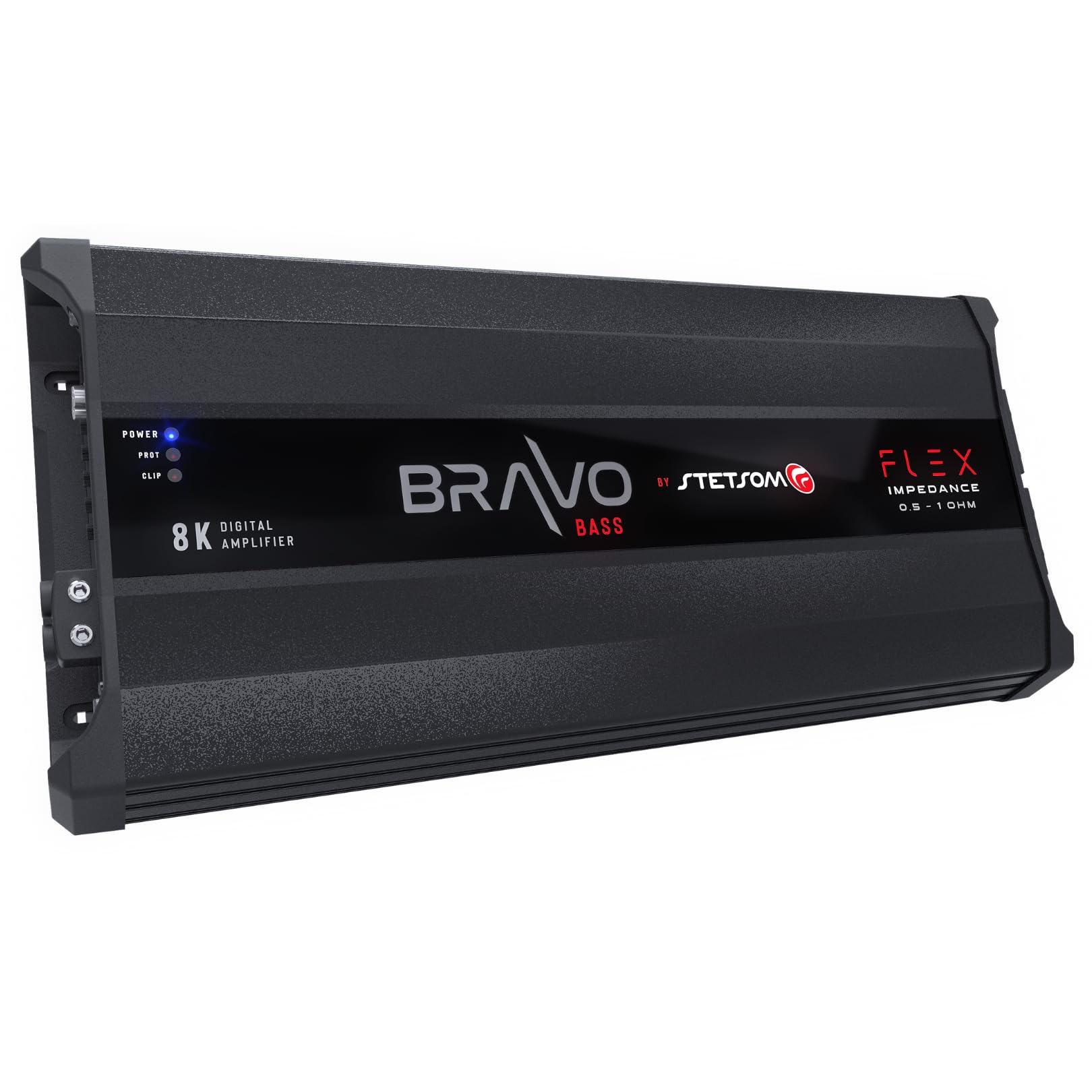 Amplificador de Audio Clase D Stetsom Bravo BASS Flex 8000 Vatios para Coche con Sistema de Impedancia Automática Monobloque Subwoofers