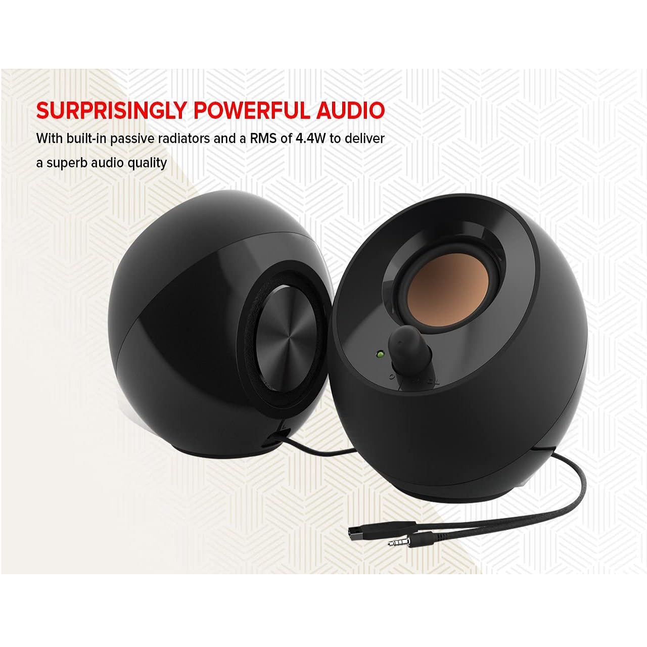 Creative Pebble Modern 2.0 Sistema de Altavoces de Escritorio Alimentado por USB, Negro