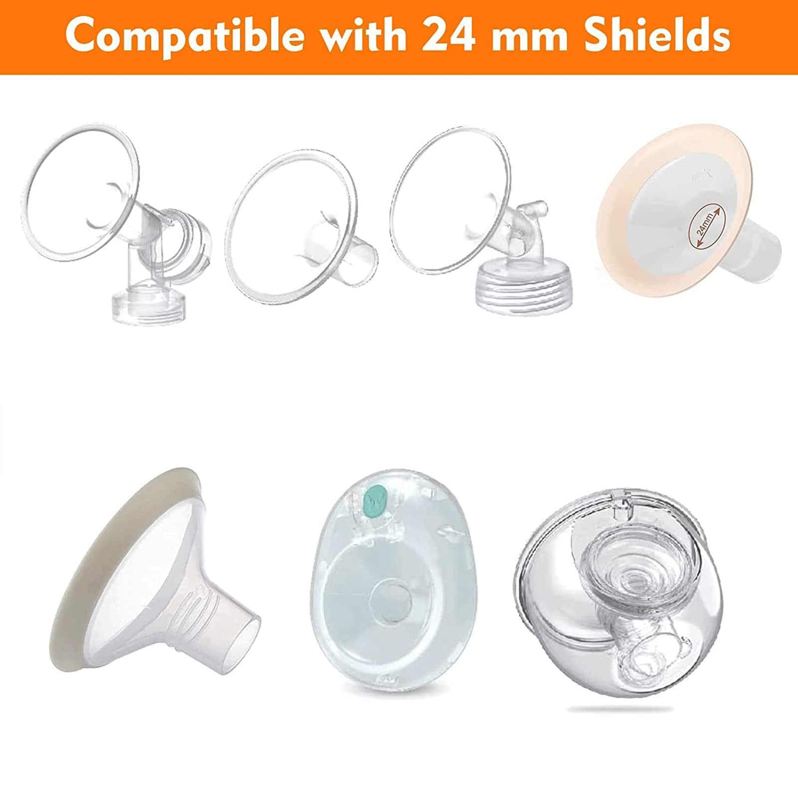 Insertos de brida de 21 mm compatibles con medela/TSRETE/Momcozy S9 S10 S12 y vasos portátiles Spectra S1 S2, protectores de bomba de leche de 24 mm reducen el túnel de pezón hasta 21 mm, 2 unidades