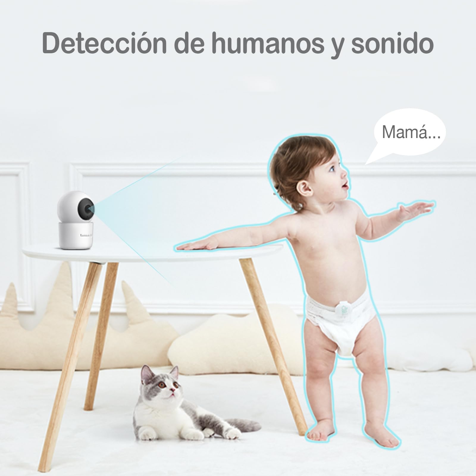 Monitor de Bebé Sense-U Video con Cámara Remota Pan-Tilt-Zoom en Visión Nocturna y Audio de Fondo sin Cargo Mensual