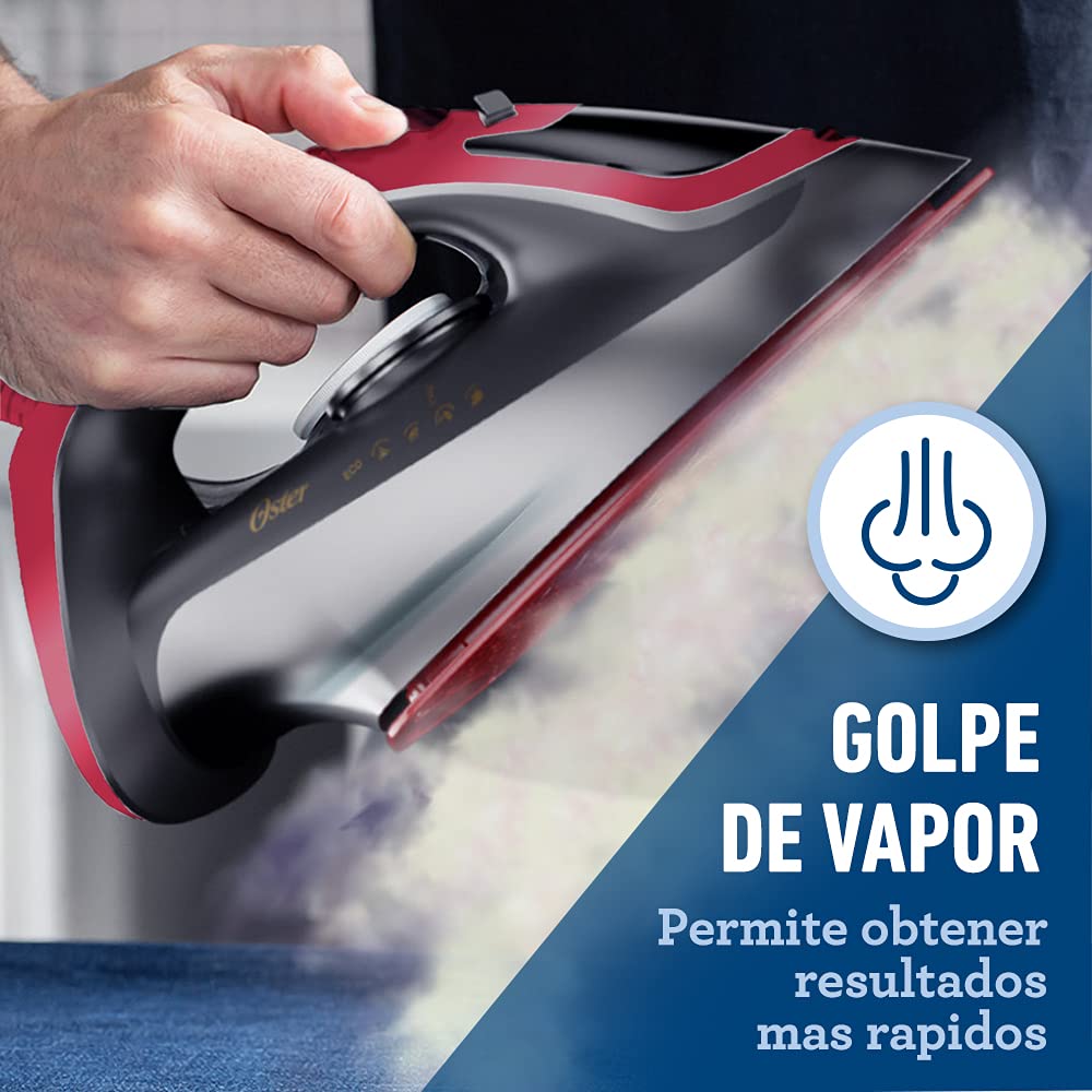 Plancha de Vapor Oster roja con Tecnología Aerocerámica GCSTAC6951