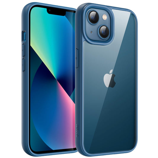 JETech Funda para iPhone 13 6.1 Pulgadas, Carcasa Antigolpes, Marco de TPU Mate Color Sólido, Anti-Arañazos Respaldo Transparente (Azul)