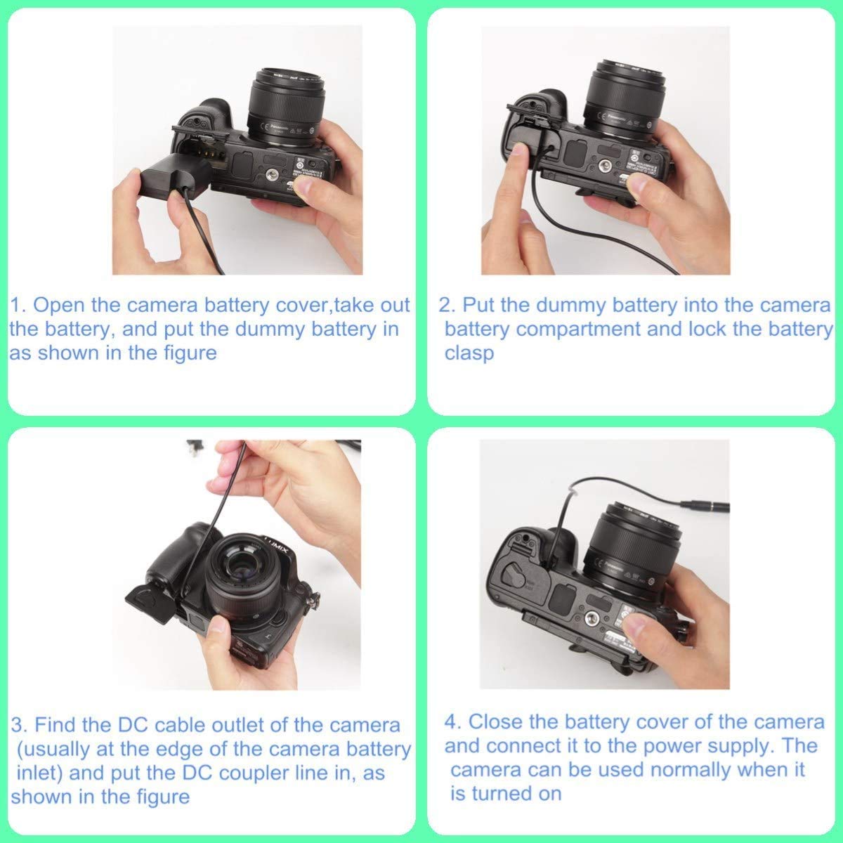 Tengdaxing DMW-AC10 DMW-AC8 DMW-DCC12 Kit adaptador de corriente de batería simulada con cable BLF-19 Batería para cámaras Panasonic Lumix DMC-GH3 GH3H GH3A GH4 GH4K GH4H DC-GH5 GH5S GH5M G9 G9L G9K