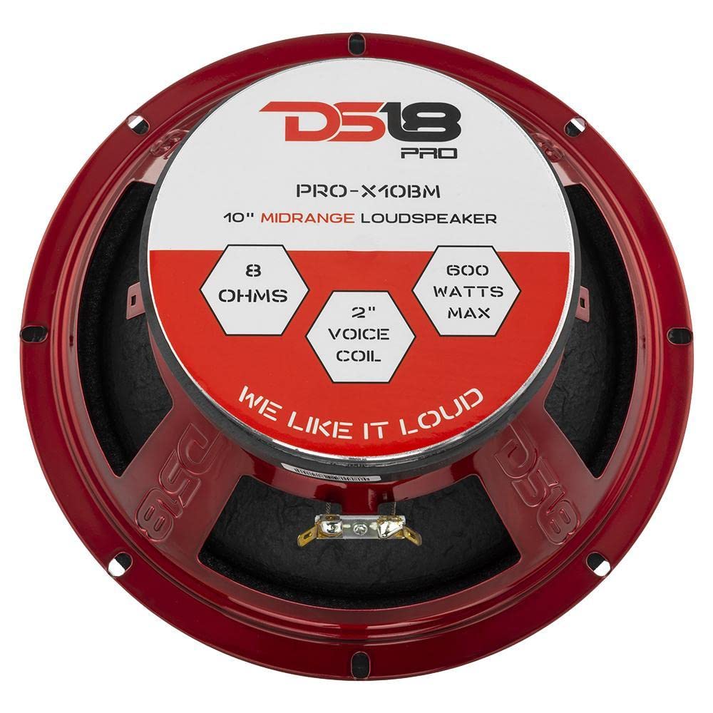 Altavoz Midrange DS18 Pro Rojo con Potencia Máxima Bullet