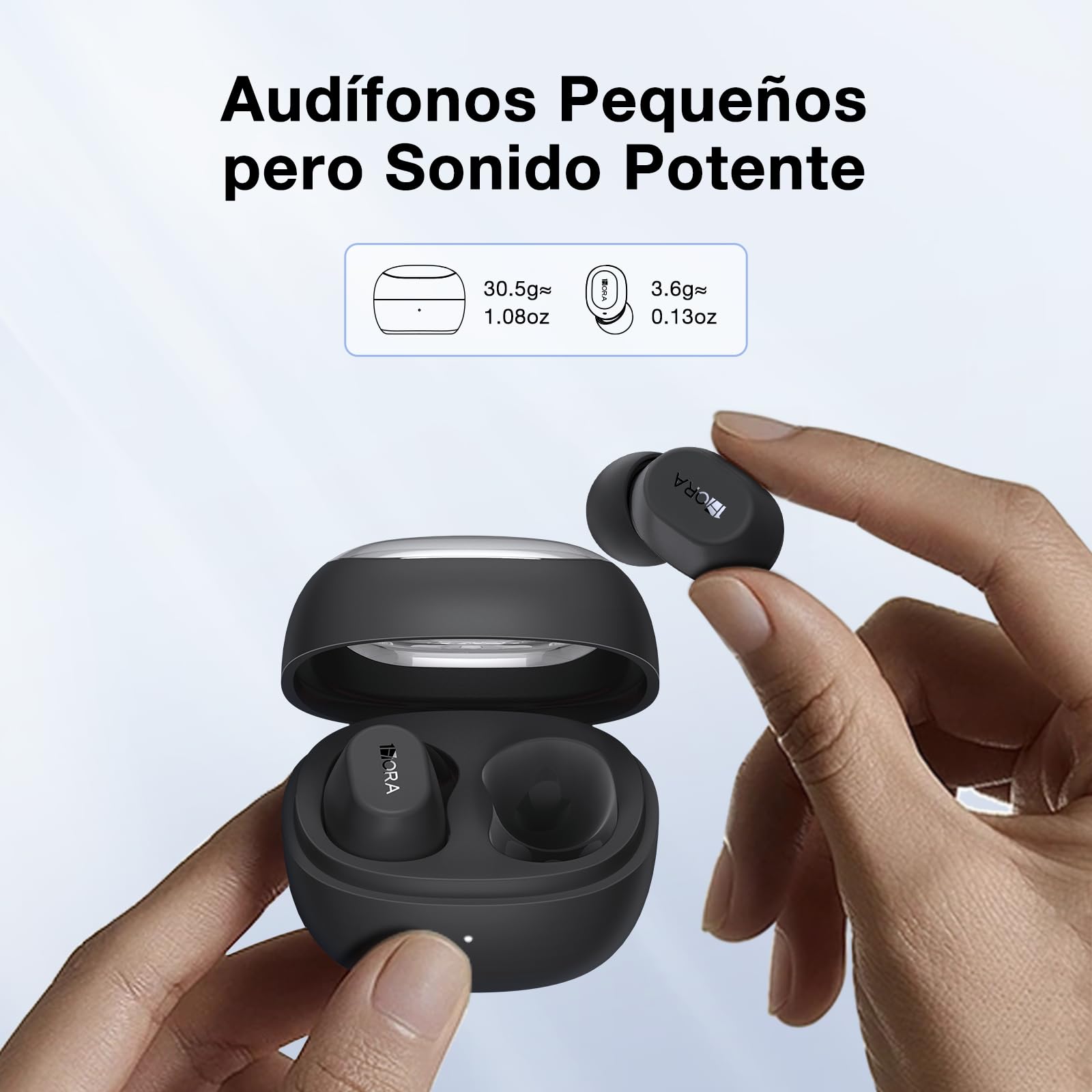 Audífonos In-Ear 1 Hora Bluetooth 5.3 Negro Mate para Música y Llamadas