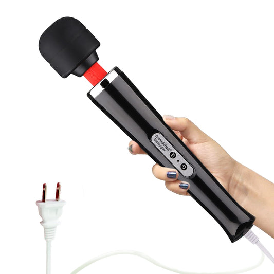 CHARMING Masajeador de mano potente con cable de 10 velocidades con fuertes vibraciones, masajeador de terapia personal para recuperación deportiva, dolores musculares, dolor corporal (negro)
