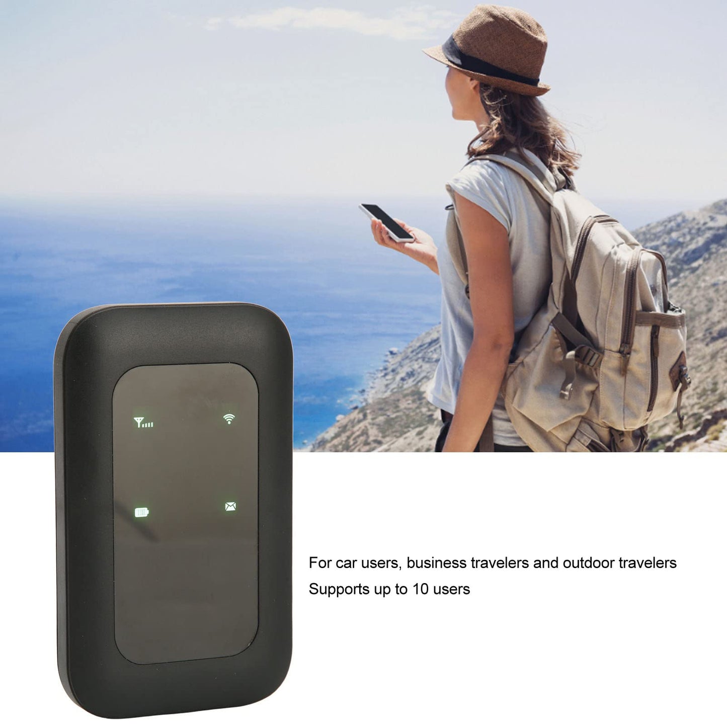 Hotspot Móvil 4G LTE Asixxsix Blanco Multifuncional para Viajes y Camping