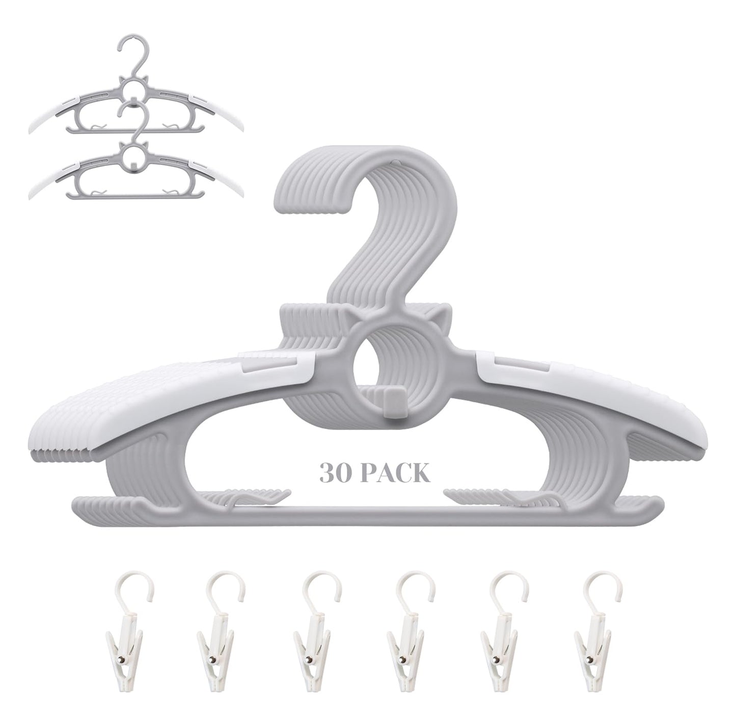 Gencuoir - Perchas de clóset para bebé, ultra delgadas, antideslizantes y extensibles, para ropa de recién nacido, 30 piezas de 11 a 14 pulgadas, percha de ropa ajustable para niños, niñas y niños