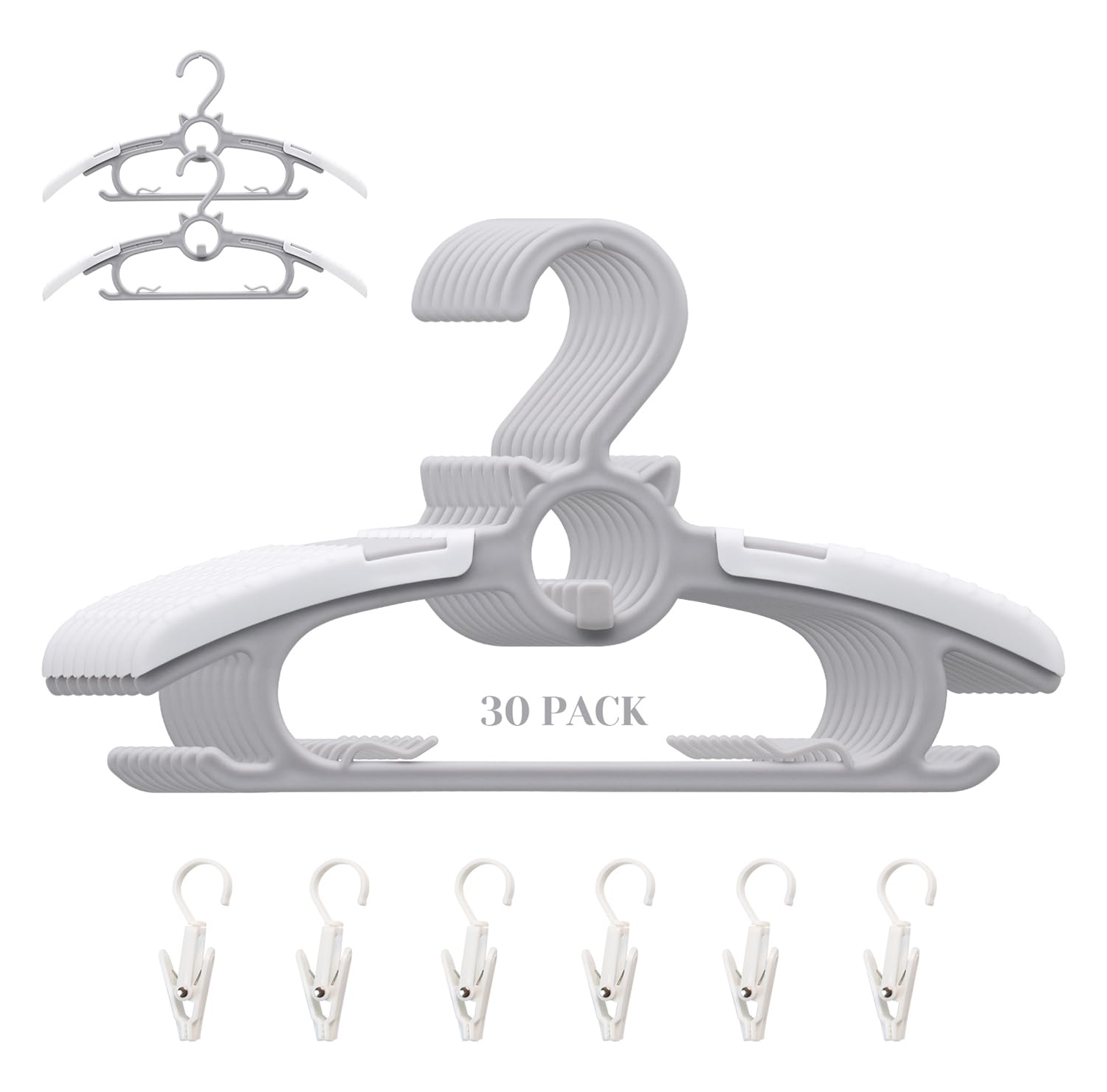 Gencuoir - Perchas de clóset para bebé, ultra delgadas, antideslizantes y extensibles, para ropa de recién nacido, 30 piezas de 11 a 14 pulgadas, percha de ropa ajustable para niños, niñas y niños
