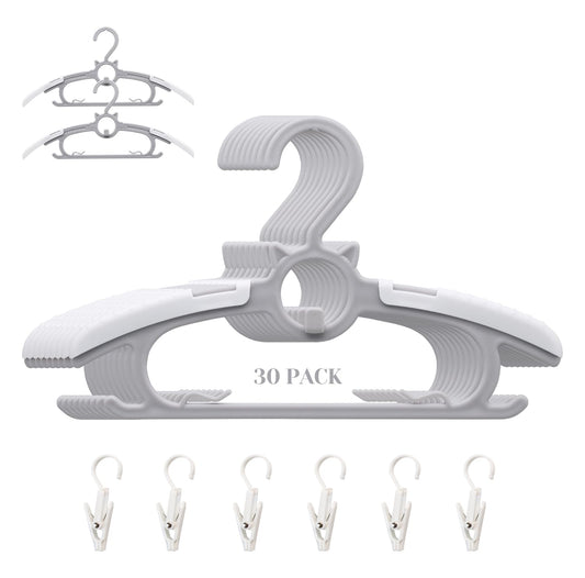 Gencuoir - Perchas de clóset para bebé, ultra delgadas, antideslizantes y extensibles, para ropa de recién nacido, 30 piezas de 11 a 14 pulgadas, percha de ropa ajustable para niños, niñas y niños