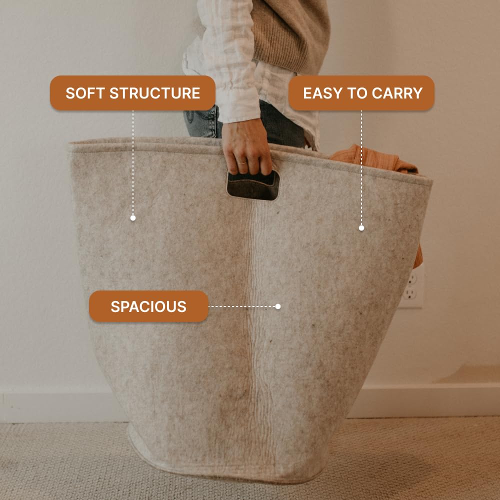 Parker - Cesta de lavandería para bebé, cesta de almacenamiento de fieltro y cesta de bebé para guardería (avena)