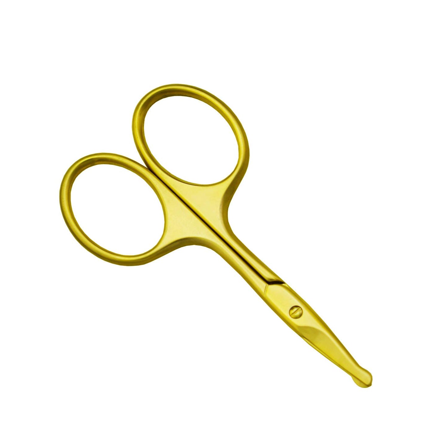 Yutoner Tijeras curvadas de seguridad para cejas y nariz, de acero inoxidable, 3,66 cm, profesional, para barba, cejas y bigotes (cabeza de seguridad dorada)