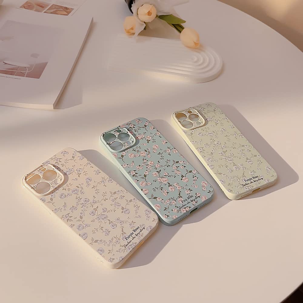 Ownest Funda Compatible con iPhone 14 (6.1"), Floral Rosa Flor Patrón Lindo Diseño para Mujeres Chicas, Moda Delgado Suave Flexible de Goma TPU Funda para iPhone 14 - Blanco