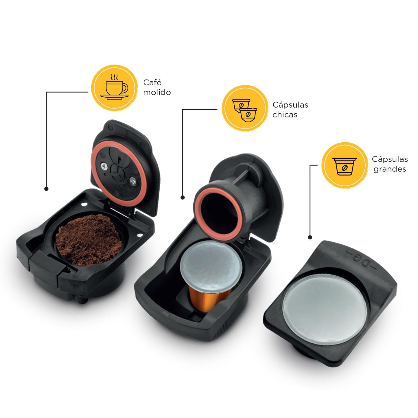 Cafetera Timco Multicapsula 3 en 1 prepara tu cafe con Capsulas o Cafe Molido Cafetera Electrica Timco CAFE006