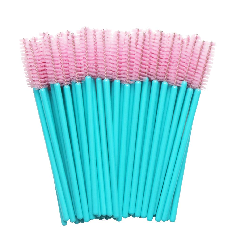 100 brochas desechables para extensiones de pestañas, herramienta aplicadora de maquillaje, azul/rosa