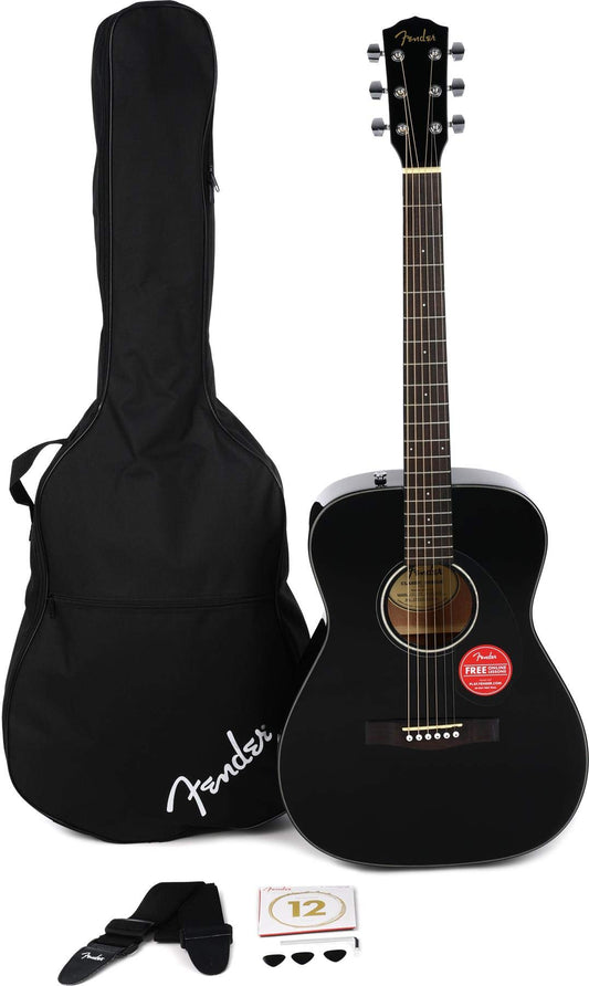Fender CC-60s Concert V2 Pack Guitarra acústica, con 2 años de garantía, negro, con bolsa de concierto y accesorios