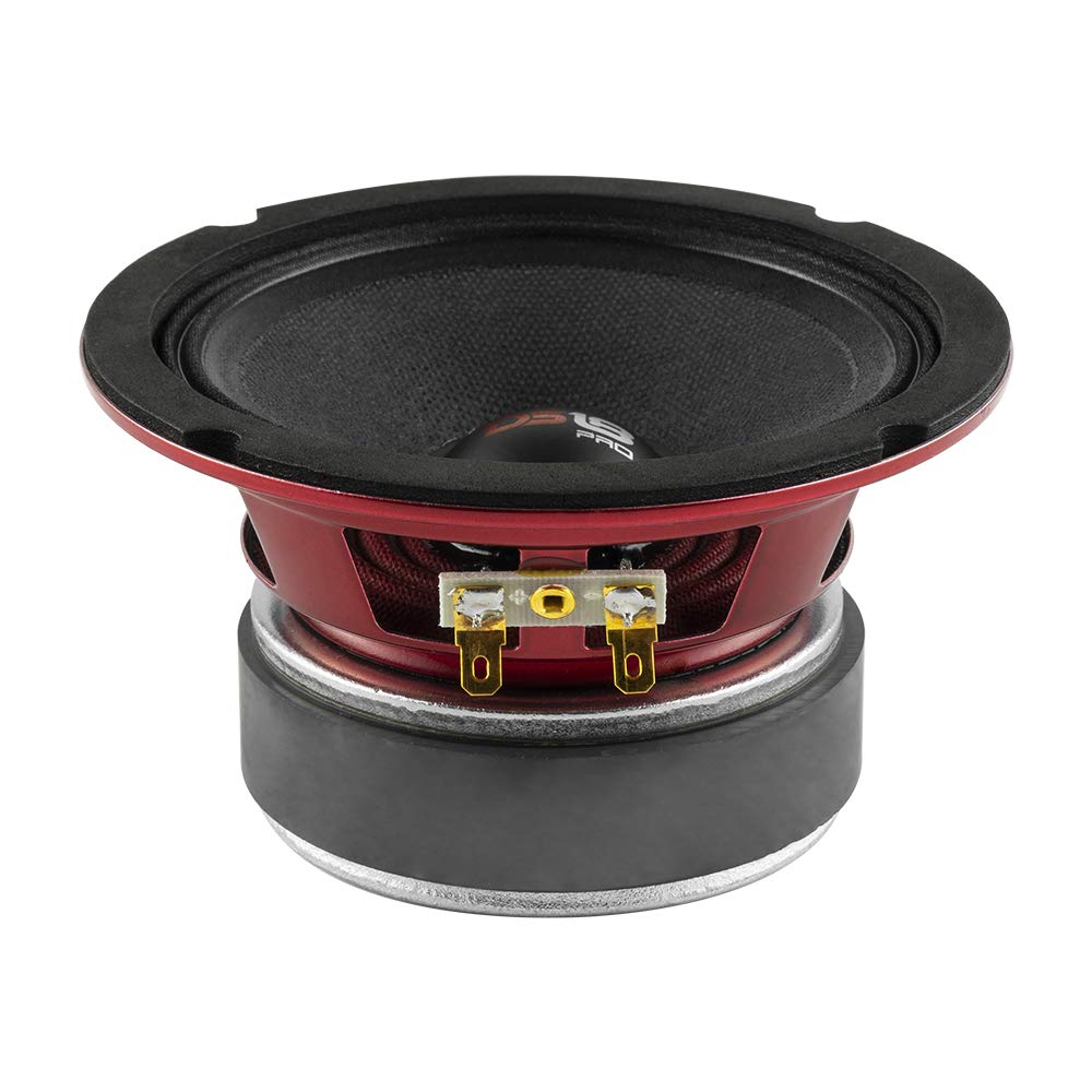 DS18 PRO-X5.4M - Altavoz de 5.25 pulgadas, rango medio, bala de aluminio rojo, 300 W máximo, 150 W RMS, 4 ohmios - Altavoces de puerta de audio de calidad premium para sistema de sonido estéreo de