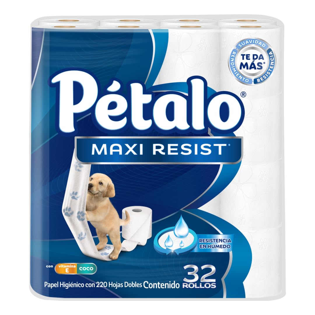 Papel Higiénico Pétalo Maxi Resist Blanco con Vitamina E y Coco