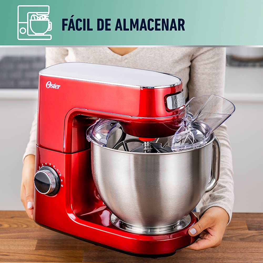 Batidora Planetaria Oster Roja con 10 Velocidades y Tazón de 5.2 Litros