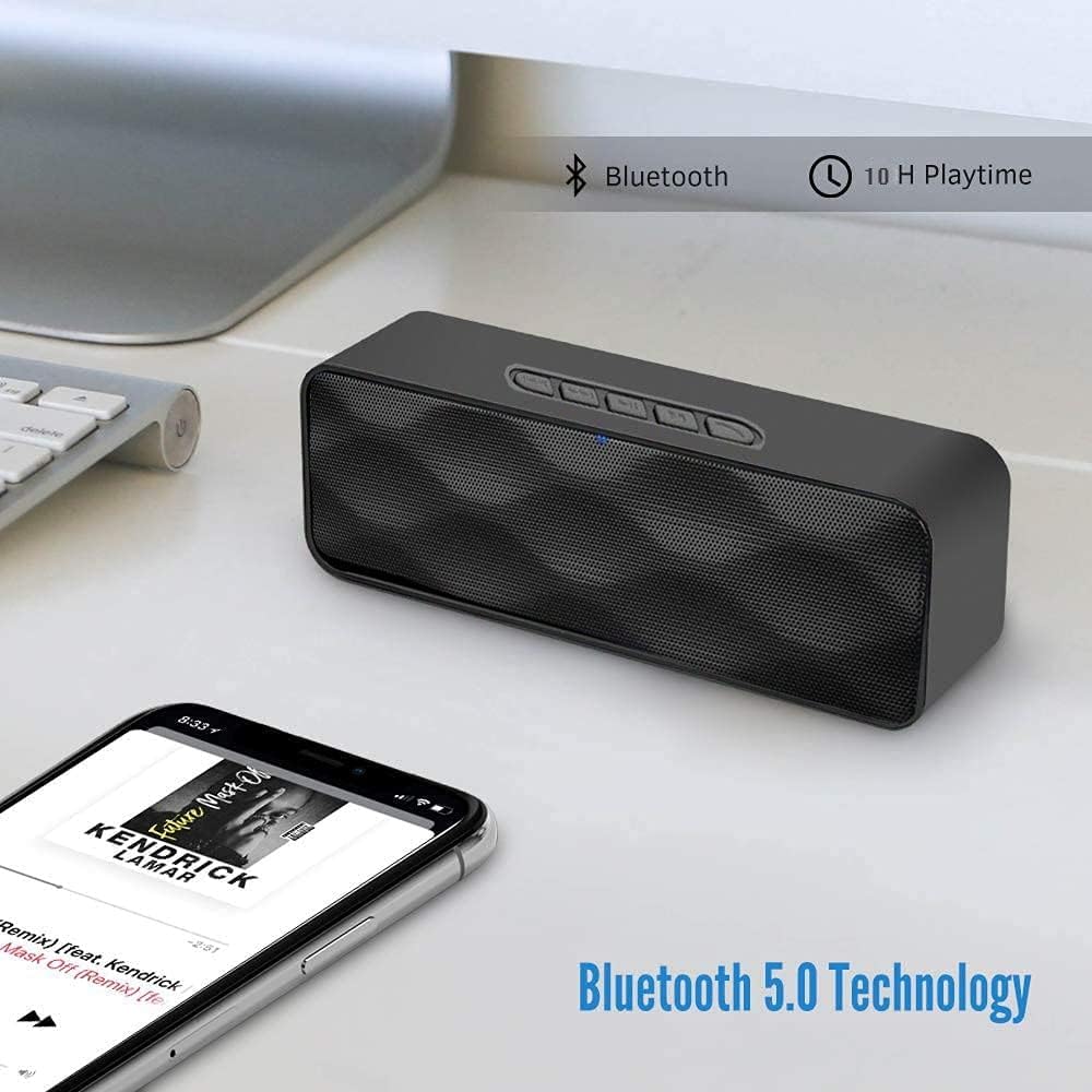 SOYTO Bocina Bluetooth Portátil, Altavoz portátil Bluetooth 5.0 con Sonido estéreo, Ranura para Tarjeta TF, FM y micrófono incorporados, Altavoces portátiles para Exteriores y Viajes