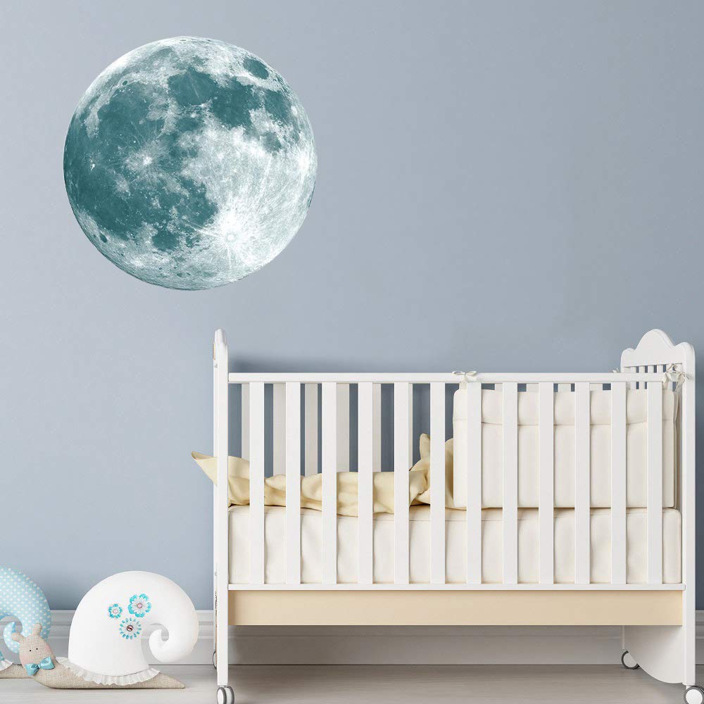 Yuyeran - Pegatinas luminosas para pared, diseño de luna, brillo en la oscuridad, para decoración de habitación, calcomanías de pared