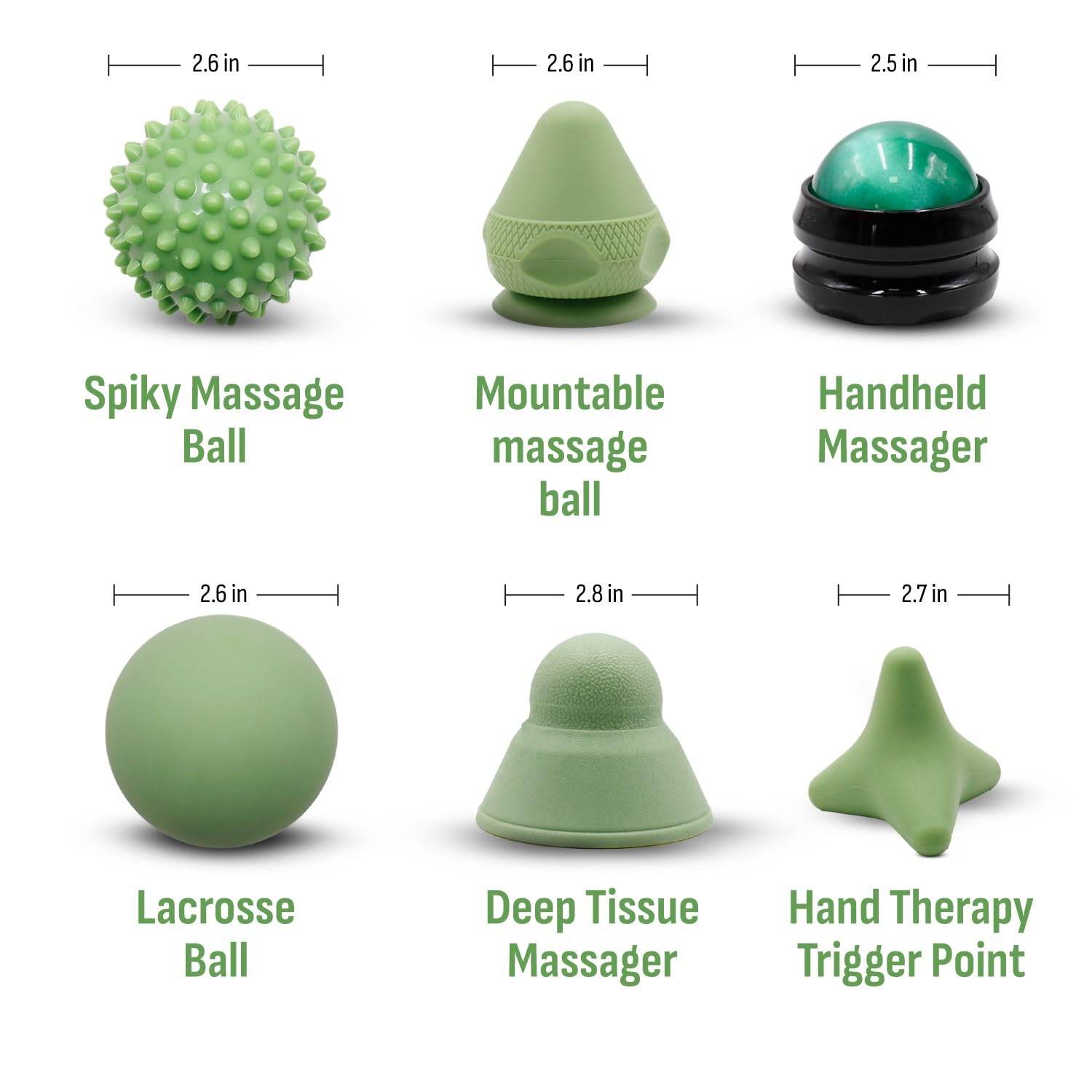 iBYWM Juego De Bolas De Masaje Para Alivio Del Dolor De Fisioterapia Para Liberación De Punto Gatillo - Herramienta De Liberación Miofascial Y Masaje De Tejido Profundo, Juego De 6 Piezas -